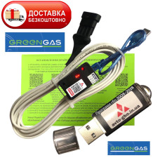Кабель для діагностики та налаштування ГБО GREENGAS на чипі FTDI з індикацією плюс флешка з програмами ГБО та драйверами