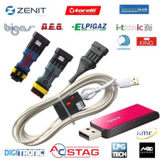 Кабель гбо Stag, AEB, Zenit універсальний на FTDI чипі з індикацією сигналу з флешкою збірник програм 2008-2025 рік